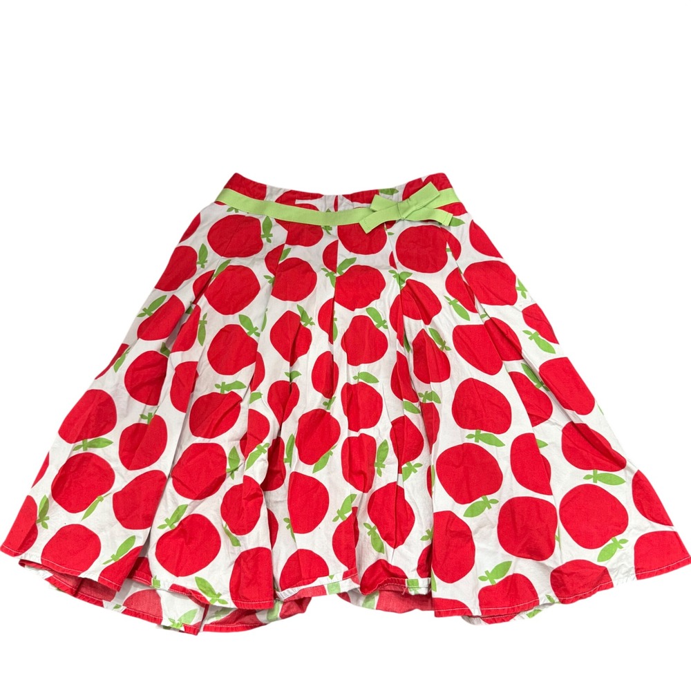 Mini Boden Organic Cotton Apple Back to School Summer girls Skirt 9-10 year red